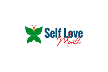 Self love month Holiday concept. Template for background, banner, card, poster, t-shirt with text inscription