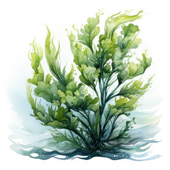 watercolor seaweed clipart, Generative Ai - obrazy, fototapety, plakaty
