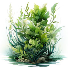 watercolor seaweed clipart, Generative Ai
