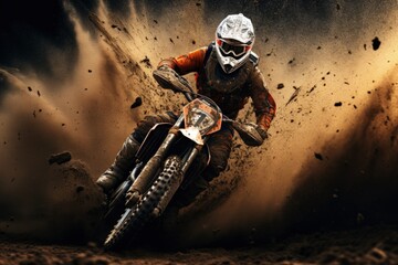 Dust rises in the wake of a loud motocross rider