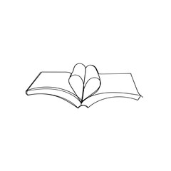 Continuous Line Drawing Open the Book. Illustration Icon Vector
