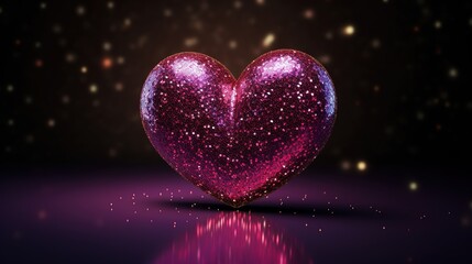 Fototapeta premium Glitter heart. Symbol of love, wallpaper for St. Valentine's Day. Ai generative.
