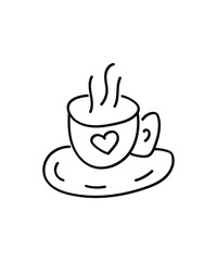 coffee cup hand draw icon, vector best line icon.