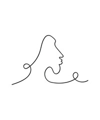 woman face hand draw line art, vector best line icon.