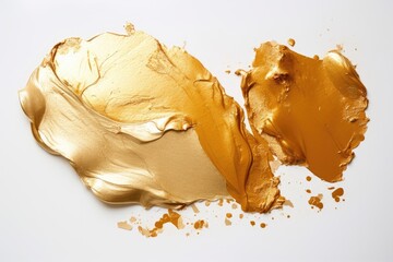 Gold and bronze metal leaf paper on white background abstract torn piece collection