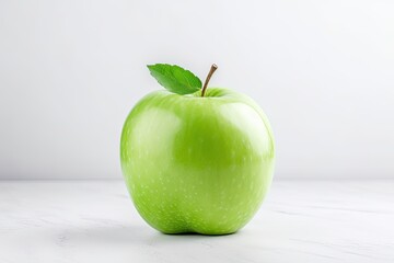 Green apple placed on a white table