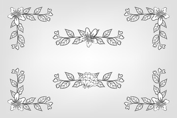 Set botanic blossom floral elements Decorative for Invitation