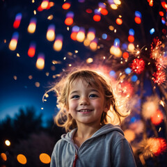 girl with christmas tree lights