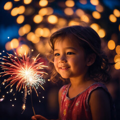 happy person with fireworks