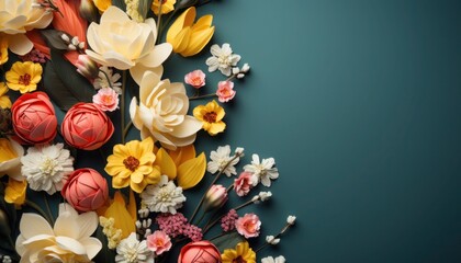 Floral banner background inspired by spring and flowers. Copy-space for text.