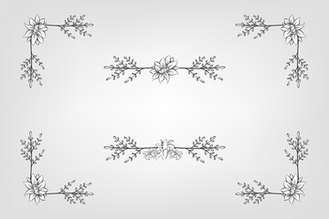 Set botanic blossom floral elements Decorative for Invitation