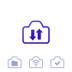 camera, file transfer icons on white