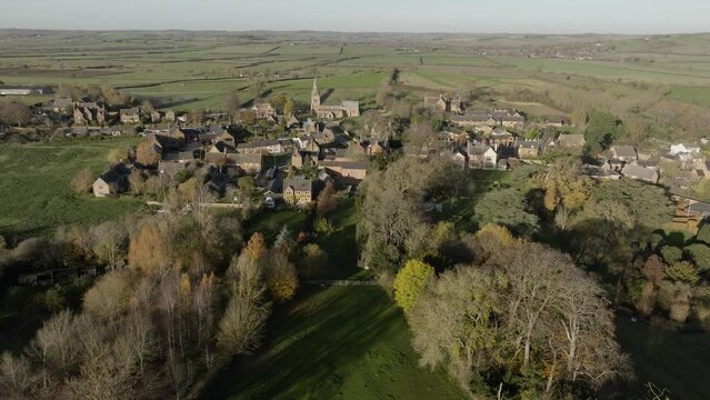 England Small Village Ashley Northamptonshire Countryside Autumn Aerial Landscape