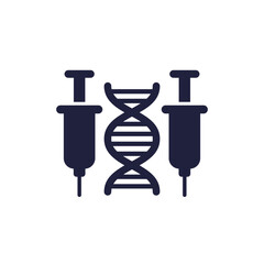 Gene therapy icon, dna and syringes
