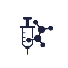 molecule and syringe icon on white