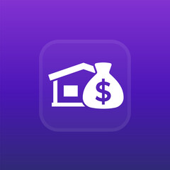 mortgage vector icon with house and money bag