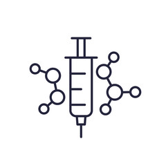 molecules and a syringe line icon
