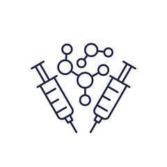 molecules and syringes line icon