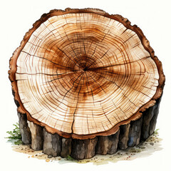 Fototapeta premium watercolor tree ring clipart, Generative Ai