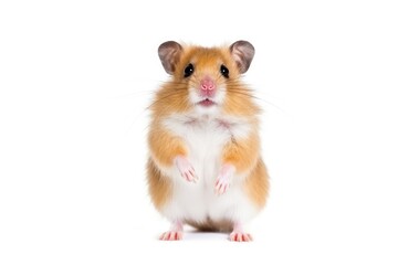 Isolated Syrian hamster standing upright focused on the nose and whiskers