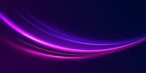 Speed connection vector background. Light and stripes moving fast over dark background. Database fast data transfer acceleration. Colorful dynamic motion on blue background.	