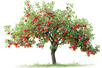 Fototapeta premium Apple Tree Alone White on a transparent background