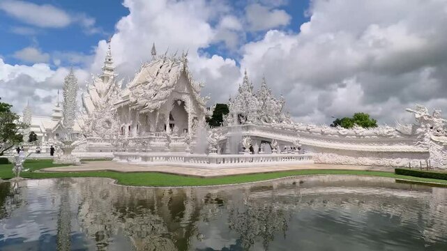 White temple or Wat Rong Khun in Chiang Rai Thailand video