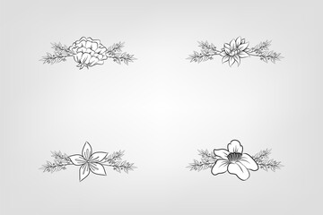 Set botanic blossom floral elements Decorative for Invitation