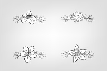Set botanic blossom floral elements Decorative for Invitation