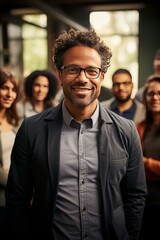 Fototapeta premium Confident entrepreneur standing, Generative AI