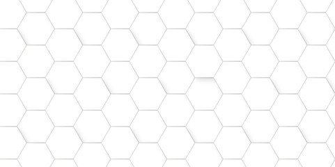 Seamless pattern with hexagonal white and gray technology line paper background. Hexagonal vector grid tile and mosaic structure mess cell. white and gray hexagon honeycomb geometric copy space.