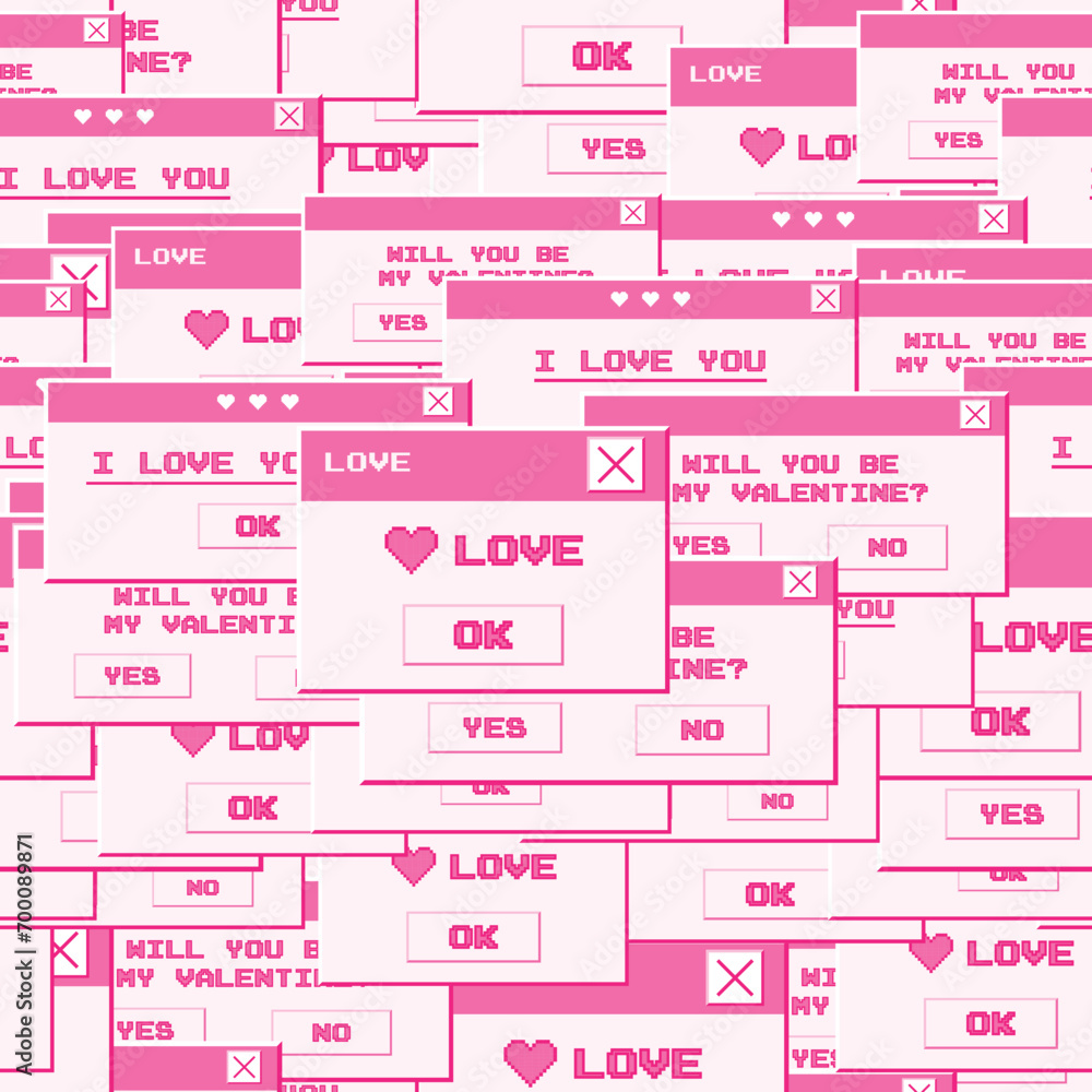 Poster seamless pattern of pop-up windows with messages in 90s, 00s design style. vector illustration for v
