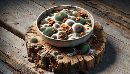 Obraz na płótnie Canvas Food on a bowl full of mold, AI Generative