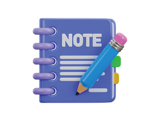 notepaper icon with pencil icon 3d rendering vector illustration