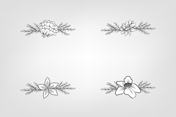 Set botanic blossom floral elements Decorative for Invitation