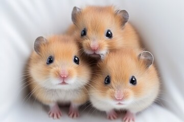 Bare, hairless hamster cubs lay on a bright surface when seen from above as pets.