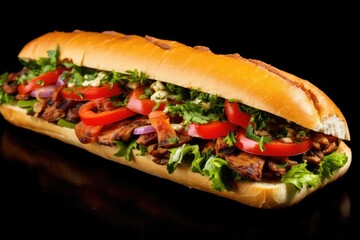 Authentic Turkish kebab baguette with ample veggies and perfectly grilled veal or chicken.