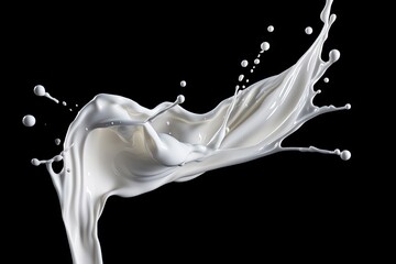 Milk or white liquid splashing alone dark background