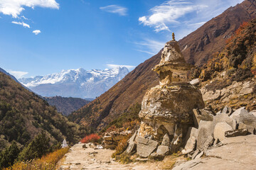 Buddhist stupa near Pangboche village, Nepal