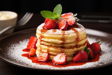 Pancake with strawberries