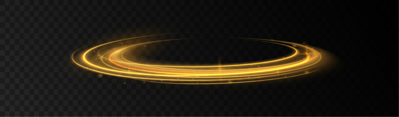 Curved yellow line light. Yellow light effect curved bright line.  Vector Illustration 