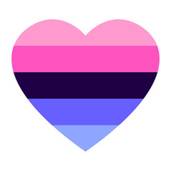 Omnisexual flag colors with striped heart shape icon vector illustration.