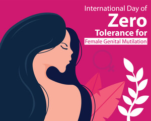 illustration vector graphic of woman with long flowing hair, perfect for international day, zero tolerance, female genital mutilation, celebrate, greeting card, etc.