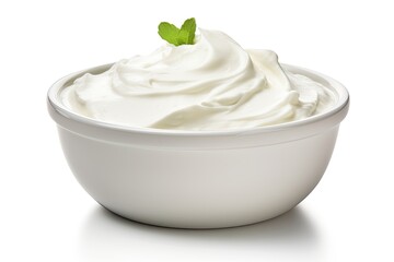 Sour cream mayo yogurt isolated on white background clipping path clear focus