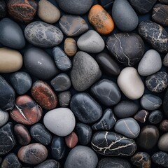 Fototapeta na wymiar Top view of stones pattern, Abundance of Pebbles and Rocks on Gravel and Soil Background