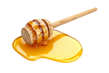 Honey dipper png with delicious honey dripping from it, homemade organic honey with wooden dipper isolated on white or transparent background, hd