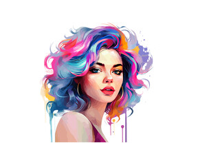Stock Woman with Colored hair. Beauty Girl. Vector illustration design.
