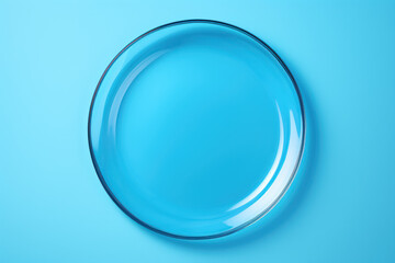 transparent plate mockup on blue table