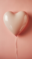 beige valentine's day heart shaped balloon on plain background with copy space for text