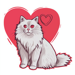 valentine's day cat with a heart